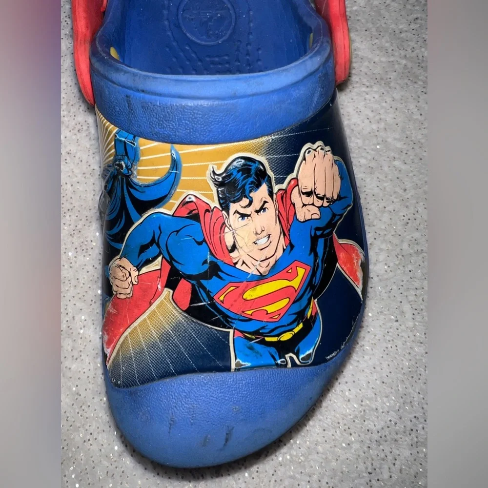 CROCS Kids TM & DC Comics Superhero Clog Shoes | Size 8 / 9 | Blue | Red |